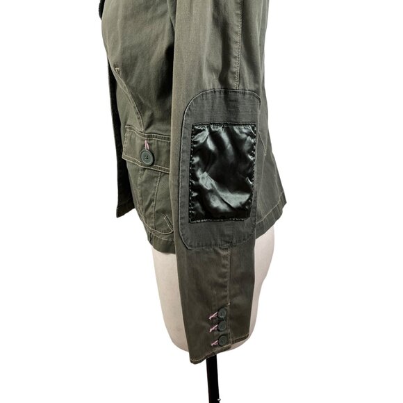 Plugg Y2K Blazer Womens Medium Green Military Utility Patch Sleeve 90s Grunge - Picture 5 of 13